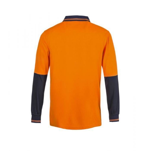 Picture of WorkCraft, Hi Vis Two Tone Long Sleeve Cotton Back Polo W Pocket